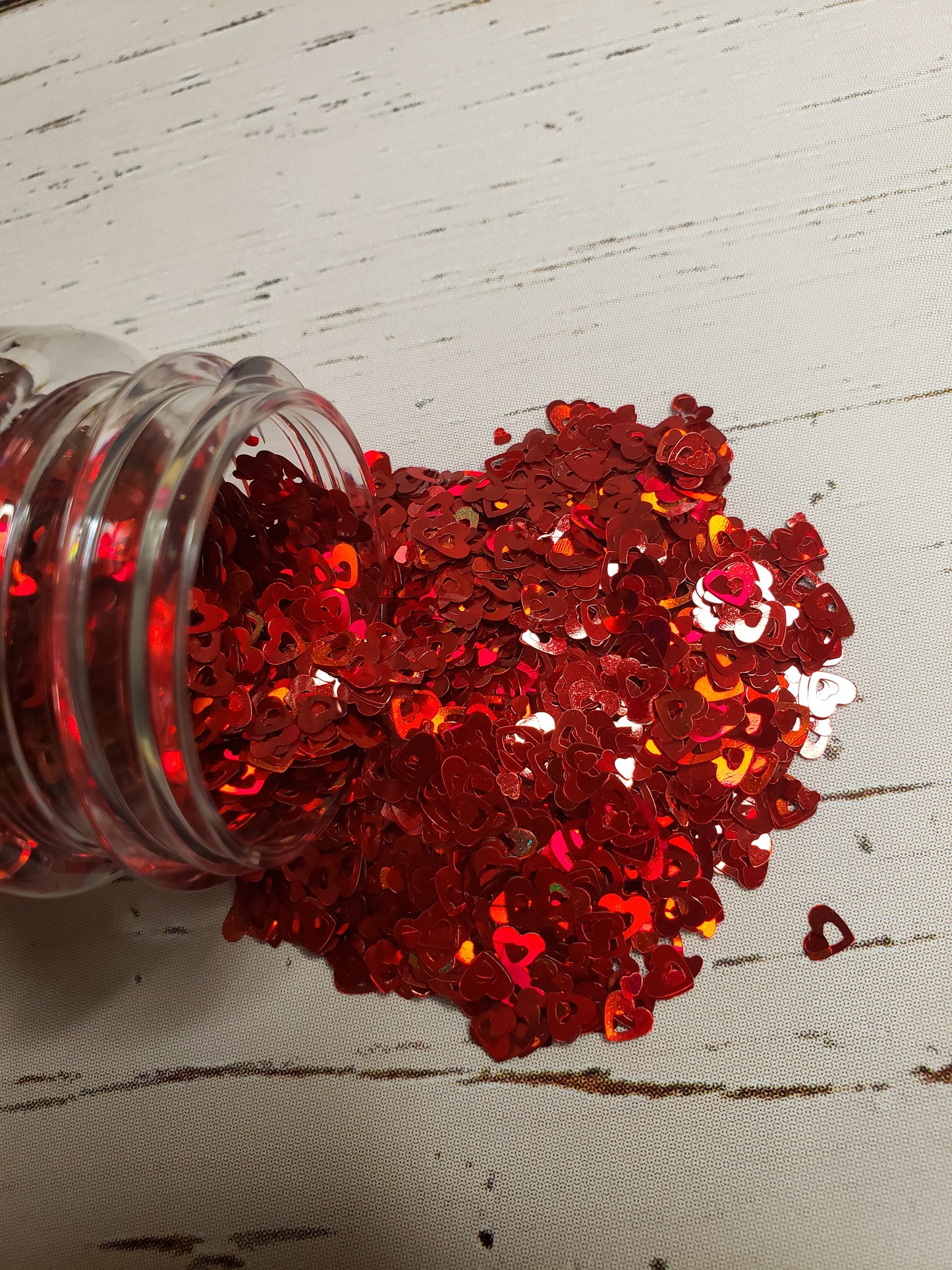 I Heart You - 4mm Red Hollowed Out Heart Shapes - 1oz