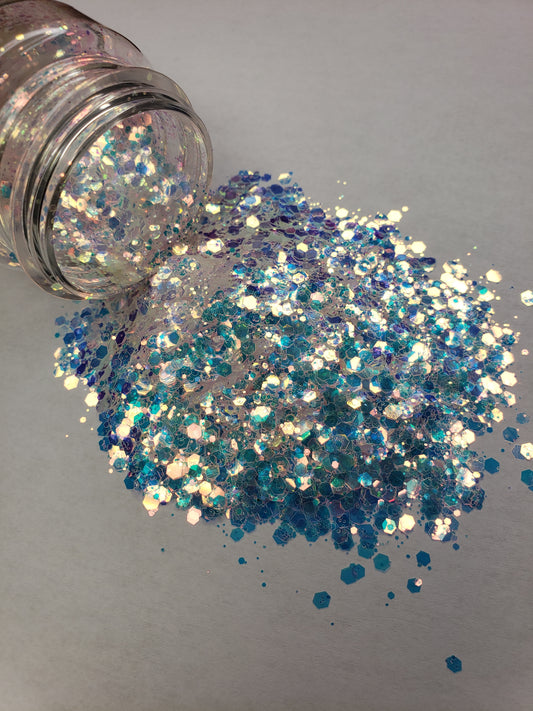 Oh-laf - White Iridescent Chunky Mix Glitter - 2oz