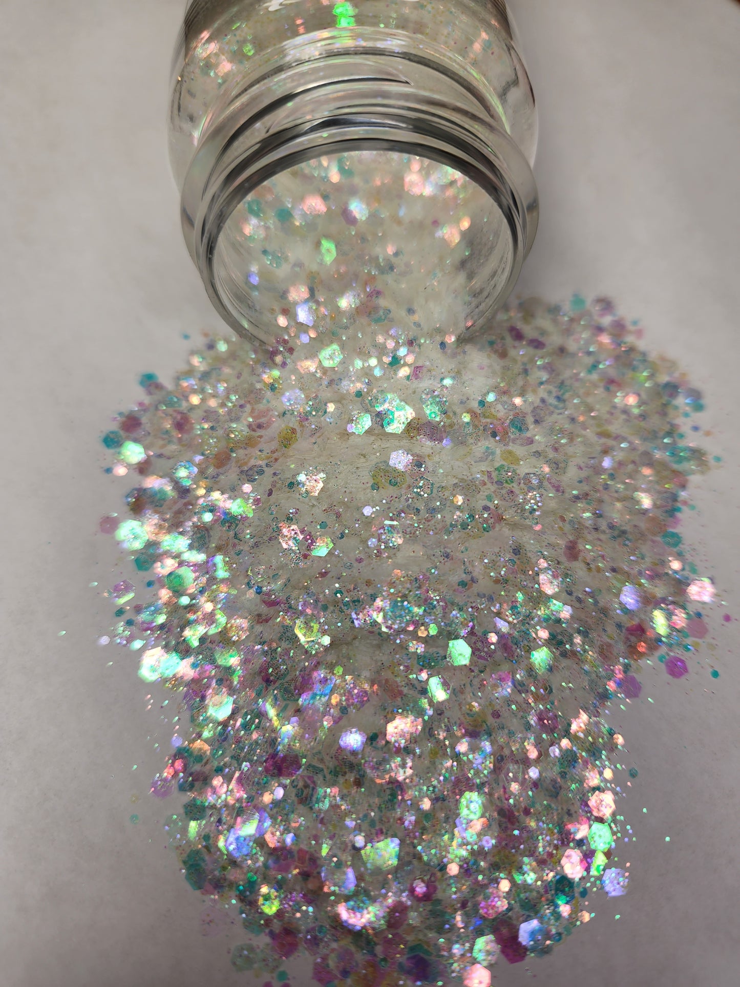 Hawaiian Ice - White Iridescent Chunky Mix Glitter - 2oz