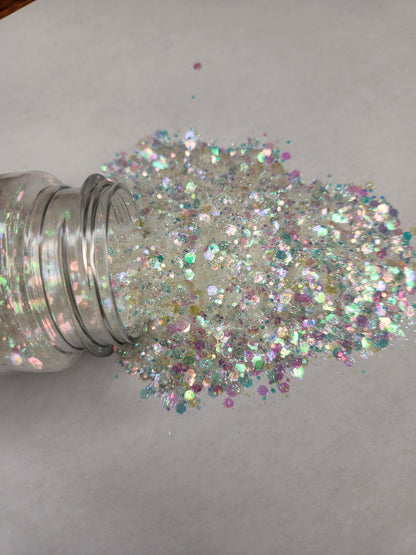 Hawaiian Ice - White Iridescent Chunky Mix Glitter - 2oz