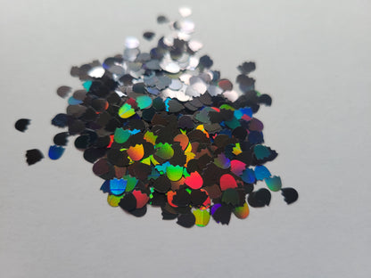 Moon Flowers - Black Holographic Shaped Glitter - 2oz